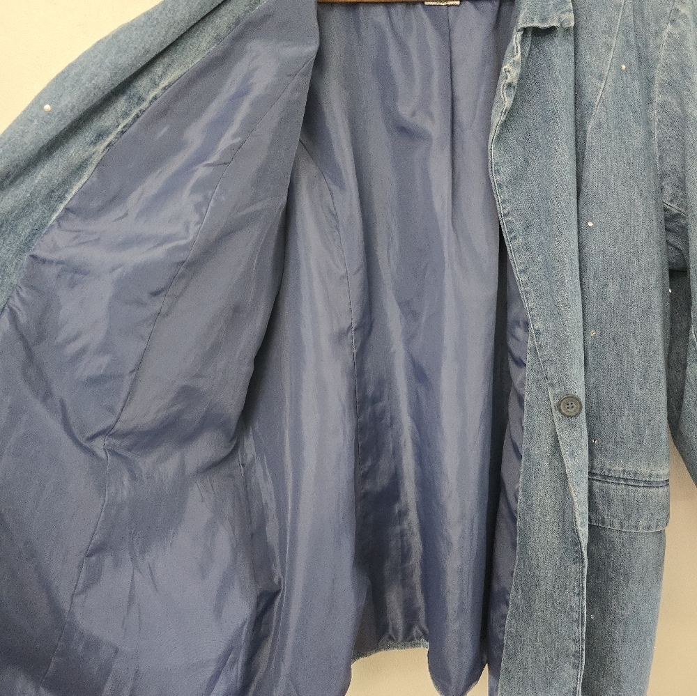 Ladies Quacker Factory 1-Button Lined Denim Jacke… - image 2